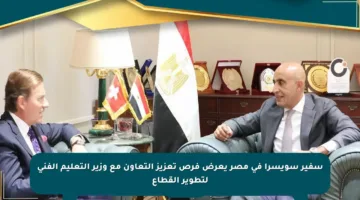 سفير سويسرا في مصر يعرض فرص تعزيز التعاون مع وزير التعليم الفني لتطوير القطاع